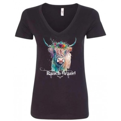 RANCH BRAND - T-shirt femme Happy Cow noir